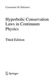 Cover of Hyperbolic conservation laws in continuum physics by C. M. Dafermos