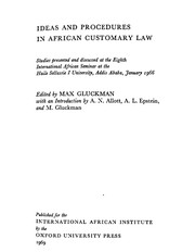 Front cover of Ideas and Procedures in African Customary Law (International African Institute) by Max Gluckman