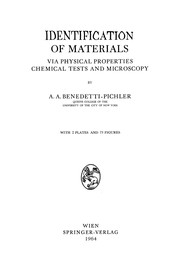 Front cover of Identification of Materials by A. A. Benedetti-Pichler