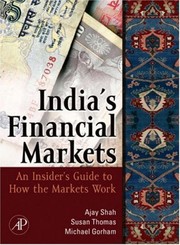 Front cover of India's financial markets by Ajay Shah