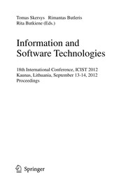 Cover of Information and Software Technologies by Tomas Skersys