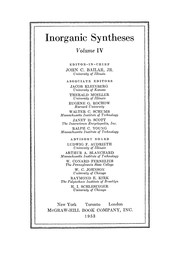 Cover of Inorganic syntheses by John C. Bailar Jr.