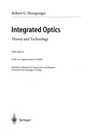 Cover of Integrated Optics by Robert G. Hunsperger