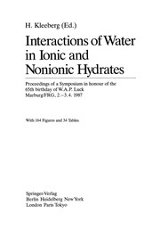 Front cover of Interactions of Water in Ionic and Nonionic Hydrates by Hubertus Kleeberg
