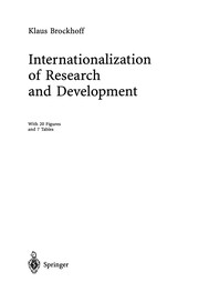 Front cover of Internationalization of Research and Development by Klaus Brockhoff