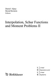Cover of Interpolation, Schur Functions and Moment Problems II by Daniel Alpay