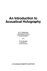 Front cover of An Introduction to Acoustical Holography by B. P. Hildebrand