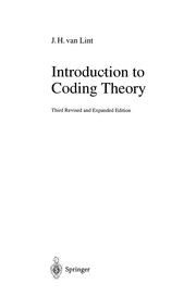 Cover of Introduction to Coding Theory by J. H. Lint