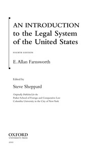 Front cover of An introduction to the legal system of the United States by E. Allan Farnsworth