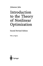 Front cover of Introduction to the Theory of Nonlinear Optimization by Johannes Jahn