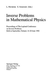 Front cover of Inverse problems in mathematical physics by Lapland Conference on Inverse Problems (1992 Saariselkä, Finland)