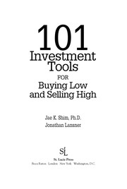 Front cover of 101 investment tools for buying low and selling high by Jae K Shim
