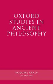 Front cover of Oxford studies in ancient philosophy by D. N. Sedley