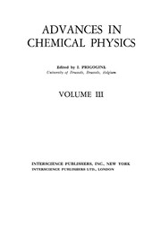Cover of Advances in chemical physics by I. Prigogine