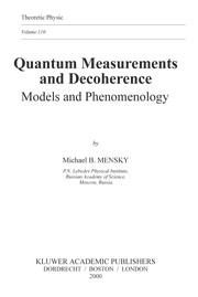Cover of Quantum measurements and decoherence by M. B. Menskiĭ