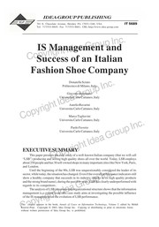 Front cover of IS management and success of an Italian fashion shoe company by Donatella Sciuto
