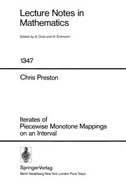 Front cover of Iterates of piecewise monotone mappings on an interval by Christopher J. Preston