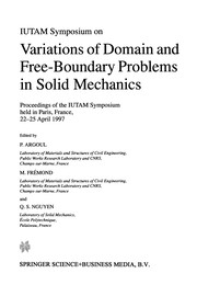 Front cover of IUTAM Symposium on Variations of Domain and Free-Boundary Problems in Solid Mechanics by P. Argoul