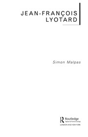 Cover of Jean-Francois Lyotard by Simon Malpas