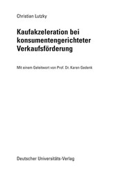 Front cover of Kaufakzeleration bei konsumentengerichteter Verkaufsförderung by Christian Lutzky