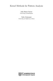 Cover of KERNEL METHODS FOR PATTERN ANALYSIS by JOHN SHAWE-TAYLOR