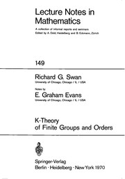 Cover of K-theory of finite groups and orders by Richard G. Swan
