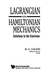 Front cover of Lagrangian and Hamiltonian mechanics by M. G. Calkin