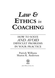 Front cover of Law and Ethics in Coaching by Patrick Williams