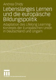 Front cover of Lebenslanges Lernen und die europäische Bildungspolitik by Andrea Óhidy