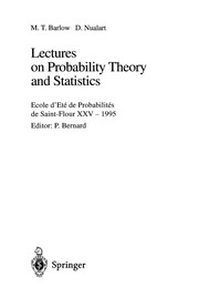 Front cover of Lectures on probability theory and statistics by Ecole d'été de probabilités de Saint-Flour (25th 1995)