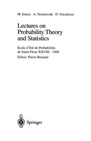 Front cover of Lectures on probability theory and statistics by Ecole d'été de probabilités de Saint-Flour (28th 1998)