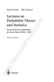 Front cover of Lectures on probability theory and statistics by Ecole d'été de probabilités de Saint-Flour (2001)