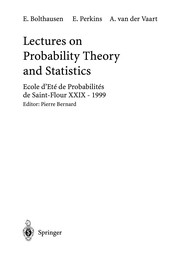 Front cover of Lectures on probability theory and statistics by Ecole d'été de probabilités de Saint-Flour (29th 1999)