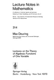 Front cover of Lectures on the theory of algebraic functions of one variable by Max Deuring