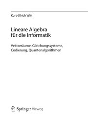 Front cover of Lineare Algebra für die Informatik by Kurt-Ulrich Witt
