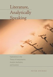 Cover of Literature, analytically speaking by Peter Swirski