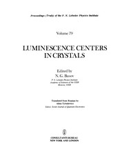 Front cover of Luminescence Centers in Crystals by N. G. Basov