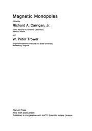 Front cover of Magnetic Monopoles by R. A. Carrigan