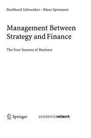 Front cover of Management between strategy and finance by Burkhard Schwenker