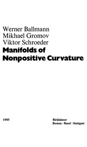 Cover of Manifolds of nonpositive curvature by Werner Ballmann