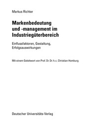 Front cover of Markenbedeutung und -management im Industriegüterbereich by Markus Richter