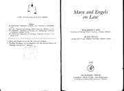 Front cover of Marx and Engles on law by Karl Marx