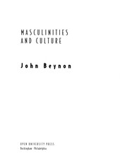 Front cover of Masculinities and culture by John Beynon