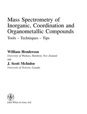 Cover of Mass spectrometry of inorganic, coordination and organometallic compounds by William Henderson
