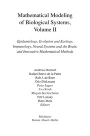 Cover of Mathematical modeling of biological systems by Andreas Deutsch
