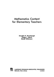 Cover of Mathematics content for elementary teachers by Douglas K. Brumbaugh