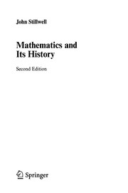 Front cover of Mathematics and Its History by John C. Stillwell