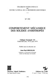 Front cover of Mechanical Behavior of Anisotropic Solids / Comportment Méchanique des Solides Anisotropes by Jean-Paul Boehler