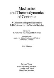 Front cover of Mechanics and thermodynamics of continua by Coleman, Bernard D.