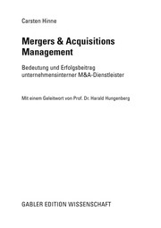 Front cover of Mergers & Acquisitions Management by Carsten Hinne
